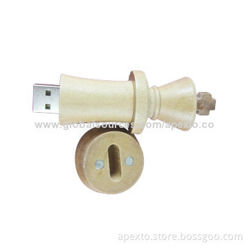 New Model of Chess-shaped USB Flash Drive, Made of Wood, 4 or 8GB Capacity, Customized Logo